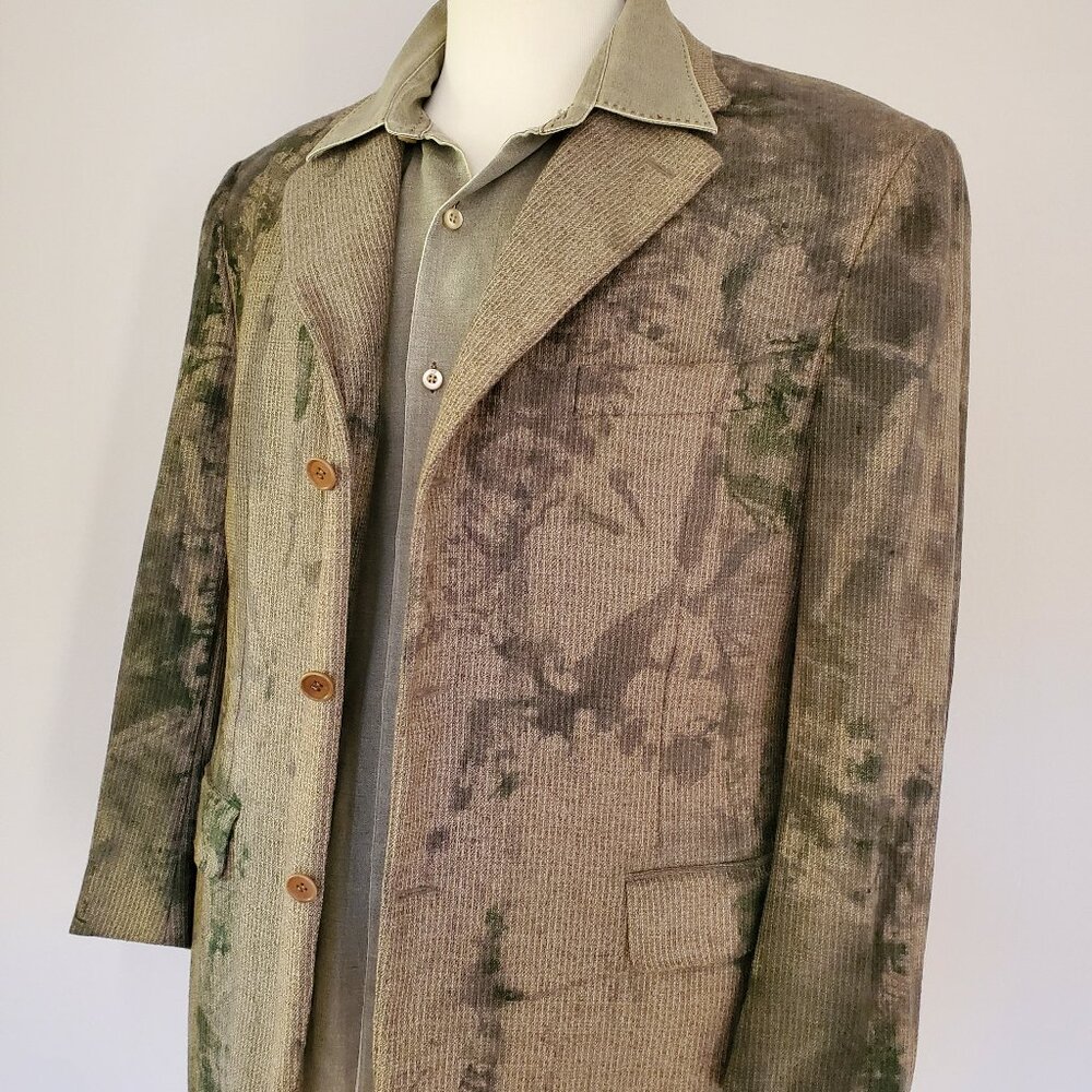 Canali wool blazer suit jacket green blue gray grey black XL 44 46 56
